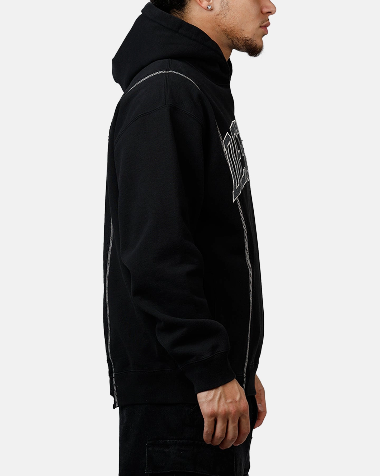 PreWashed ElasticTrimming Market Designer Split Hoodie Washed Black