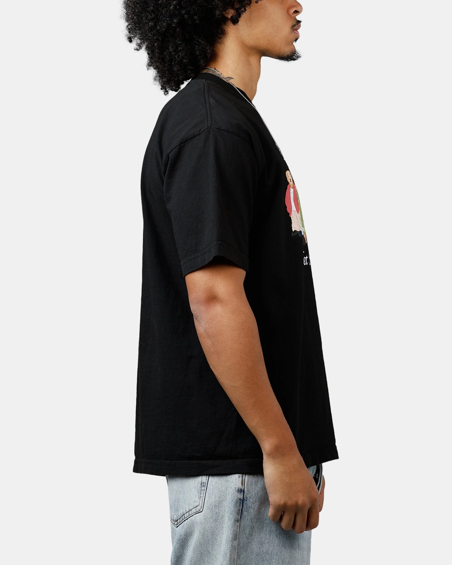 Market Gorpcore Bears T-Shirt Washed Black Silicone Print Detail Recycled Material Blend