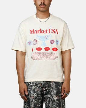 Garment Washed Market Smiley 1990 T-Shirt Cream