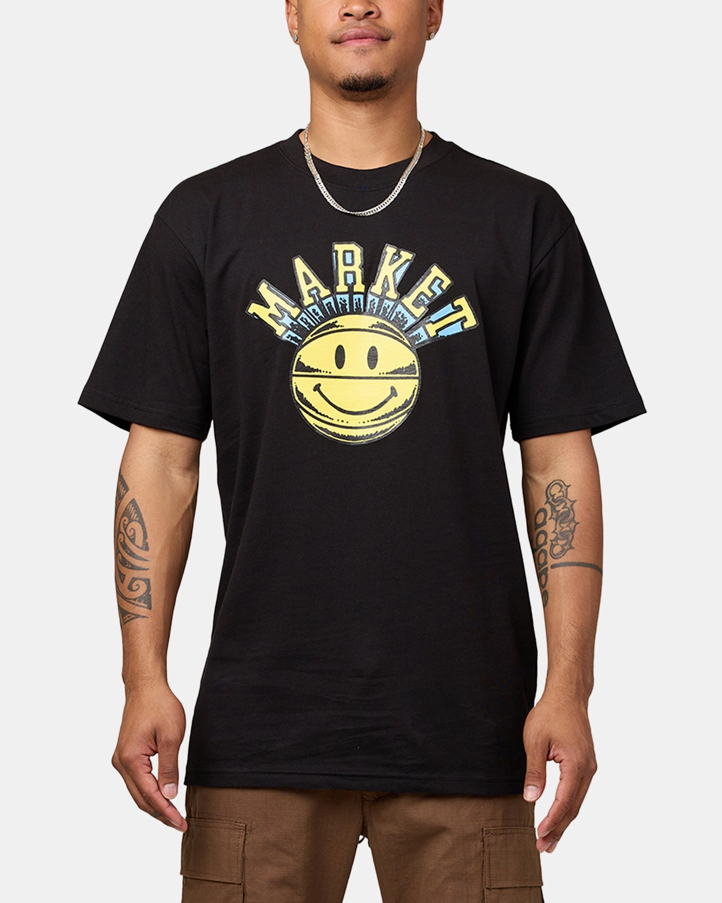 Market X Smiley Hoops T-Shirt Black Stretch Technology