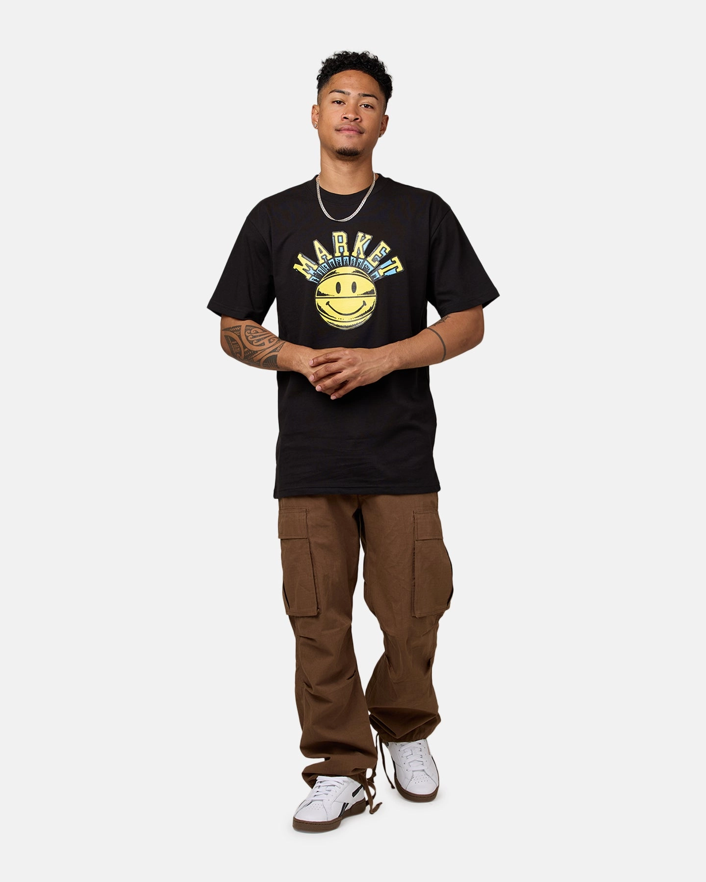Wear Resistant Edge Market X Smiley Hoops T-Shirt Black