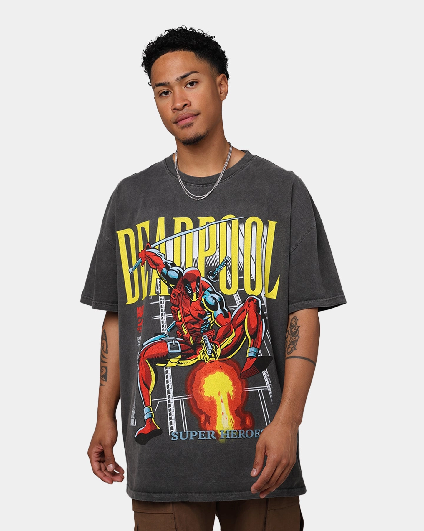 TwillWeave Marvel Deadpool Comic Heavyweight T-Shirt Black Wash