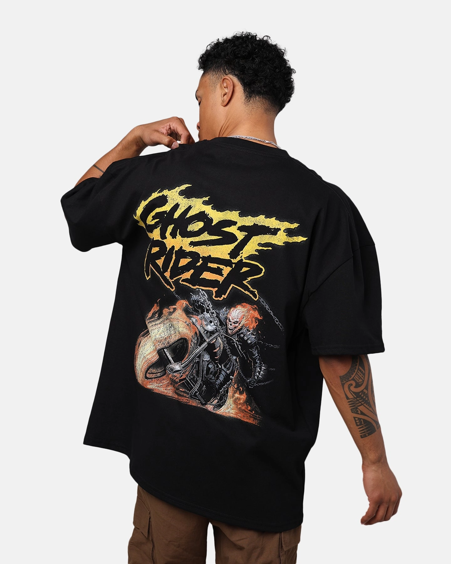 Lightweight Thermal Classic Crewneck Design Marvel Ghost Rider Heavyweight T-Shirt Black
