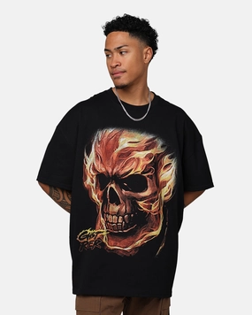 Reverseble Design Marvel Ghost Rider Heavyweight T-Shirt Black