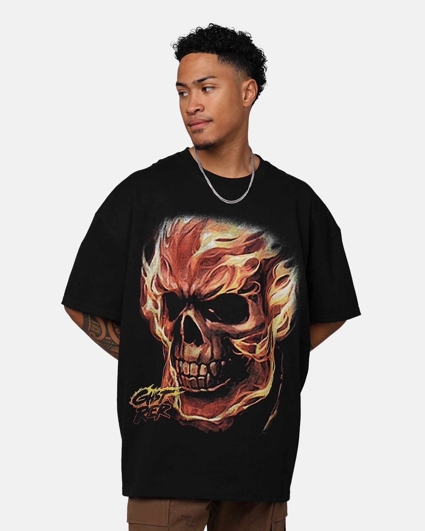 Reverseble Design Marvel Ghost Rider Heavyweight T-Shirt Black