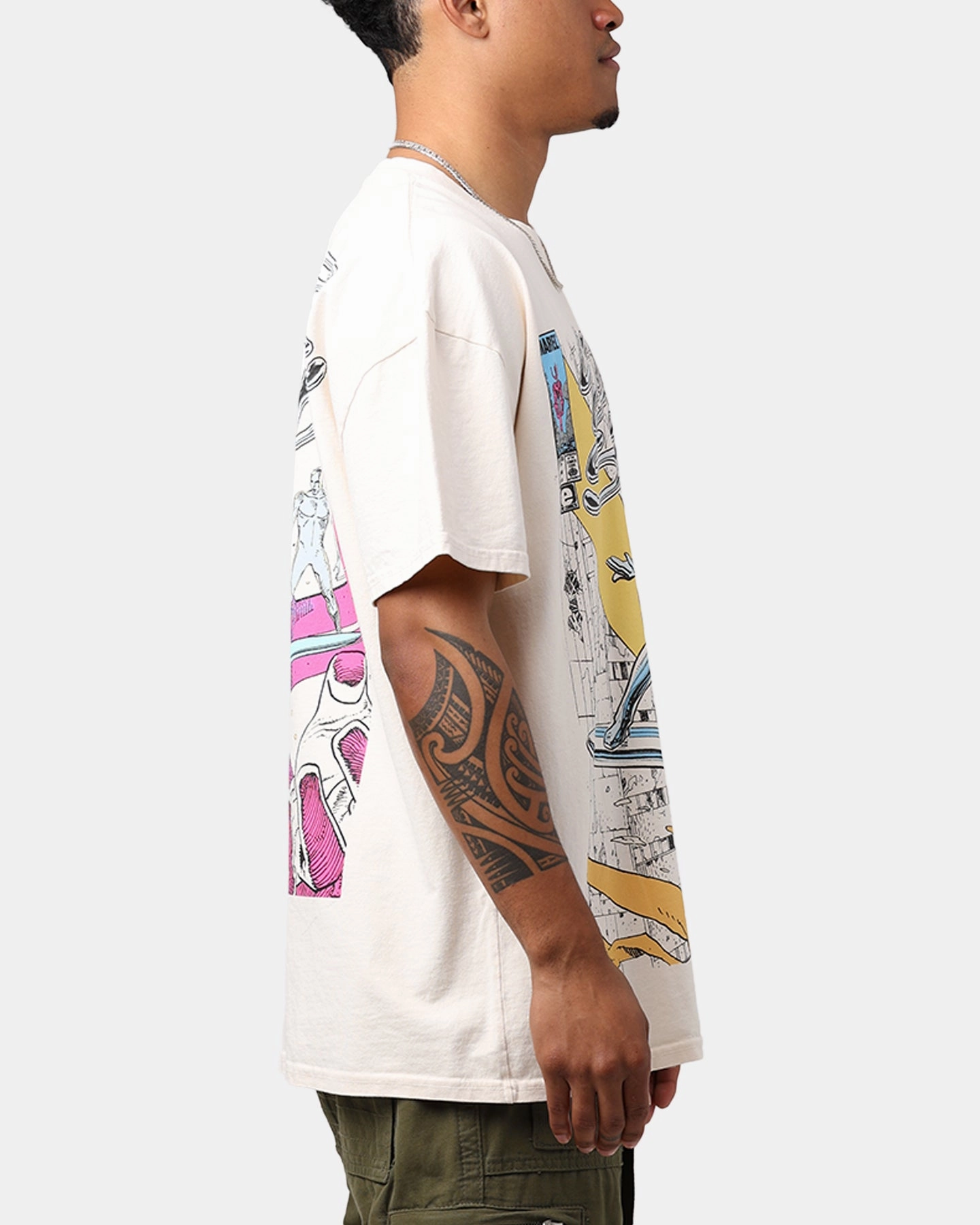 Luxurious Feel Marvel Silver Surfer Heavyweight T-Shirt Off White