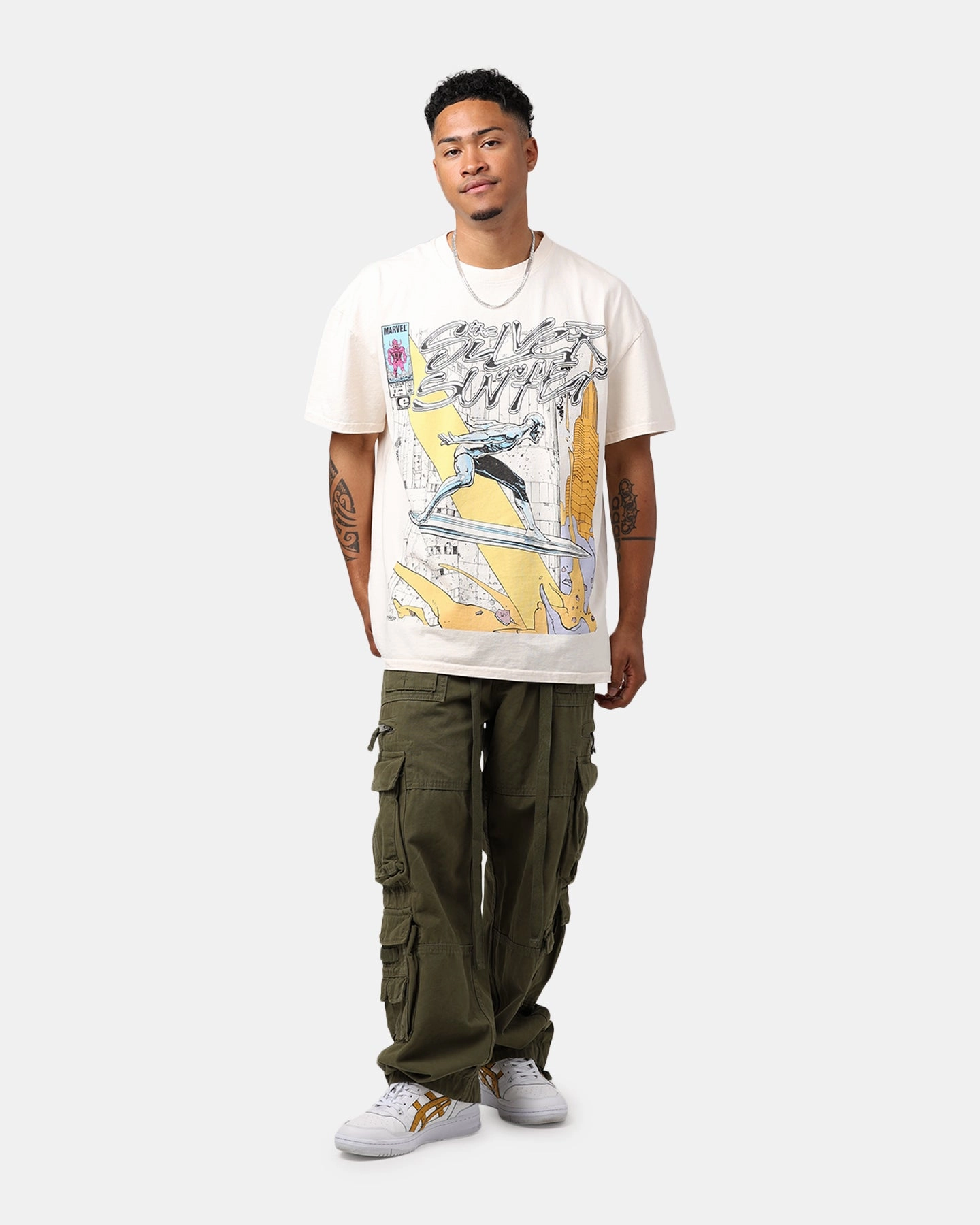 Marvel Silver Surfer Heavyweight T-Shirt Off White TactileWeave