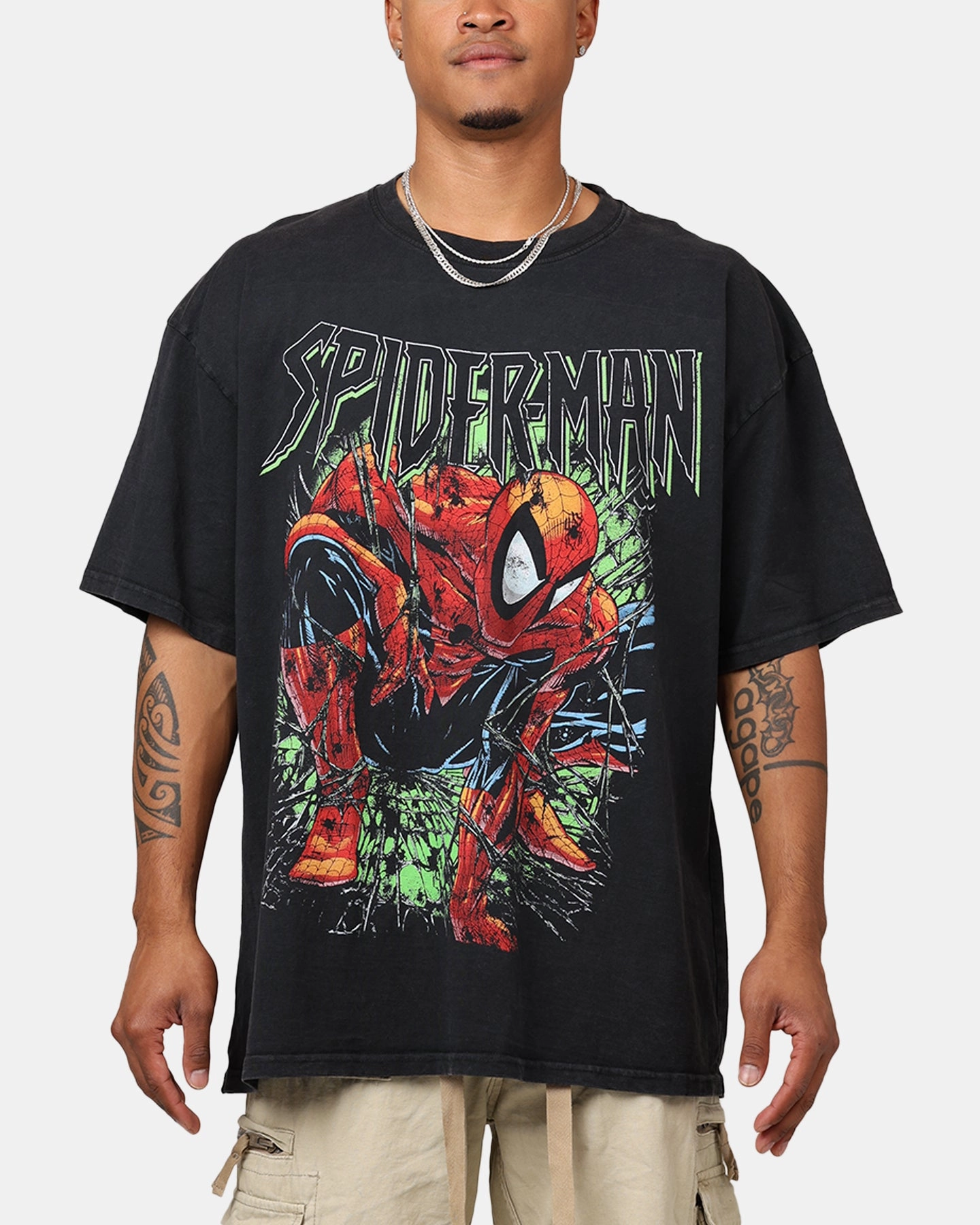 Marvel Spider-Man T-Shirt Black Acidwash NonRestrictiveSilhouette