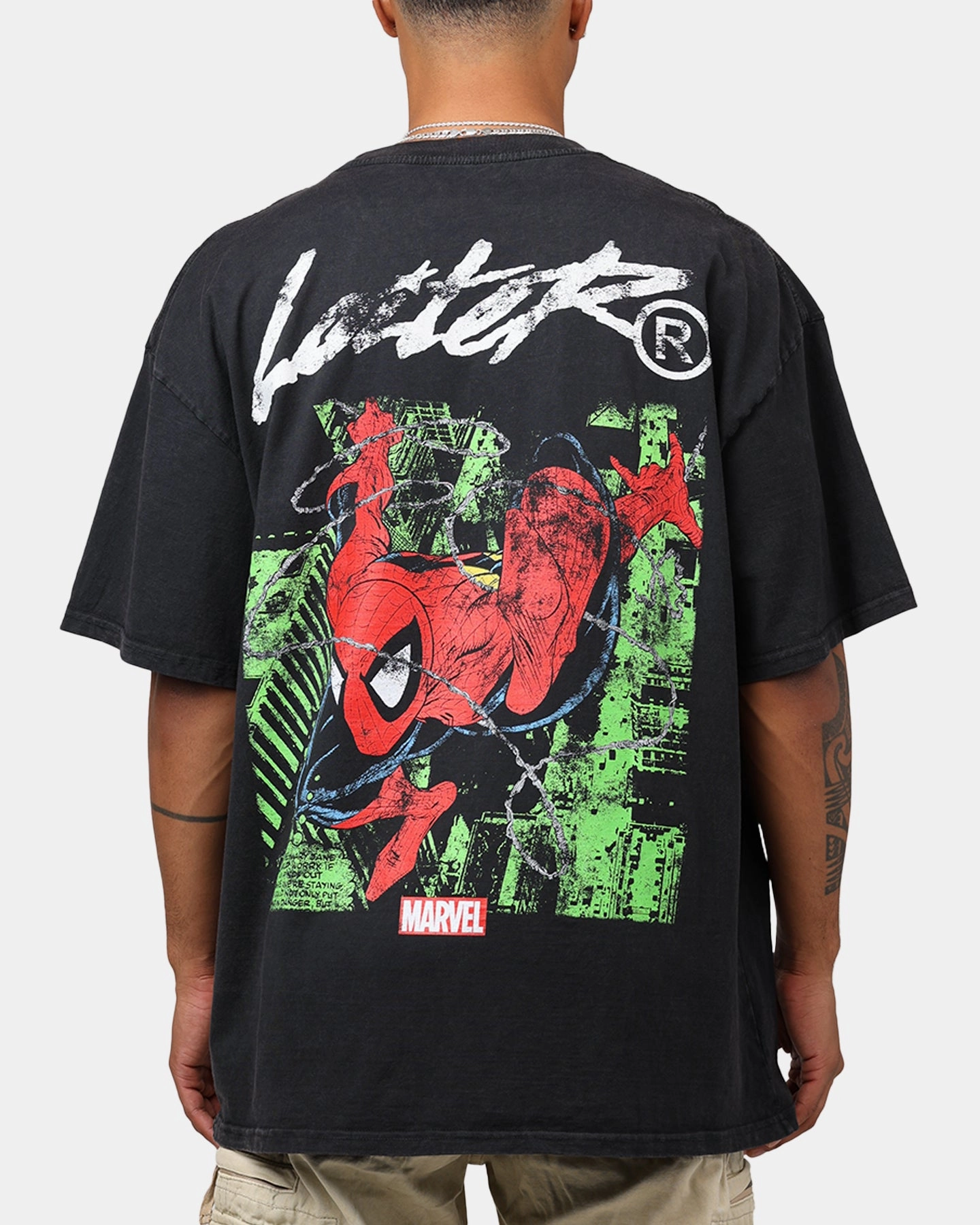 Marvel Spider-Man T-Shirt Black Acidwash Tapered Cut