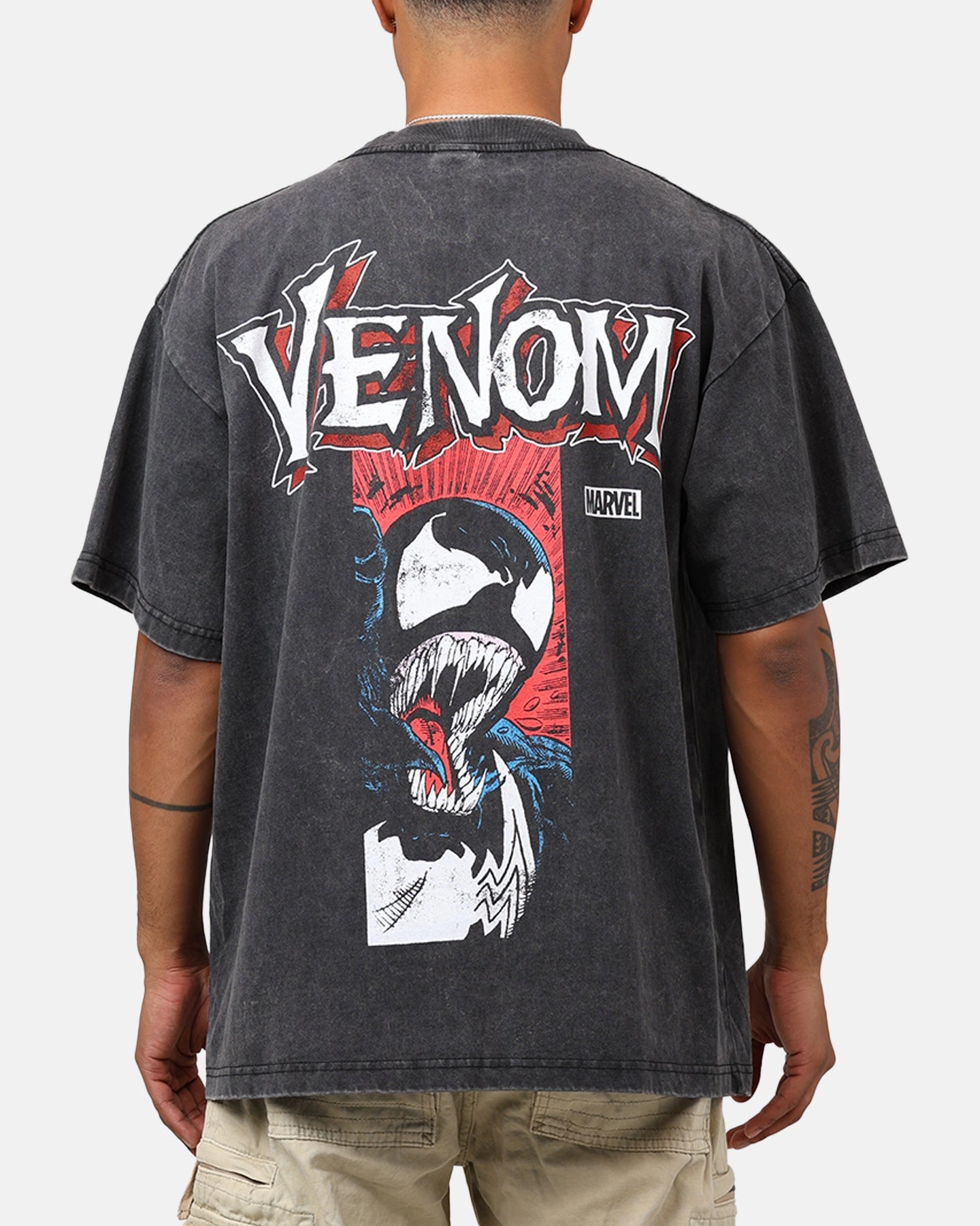 Marvel Spider-Man Venom T-Shirt Black Acidwash Low Profile Zipper Closure