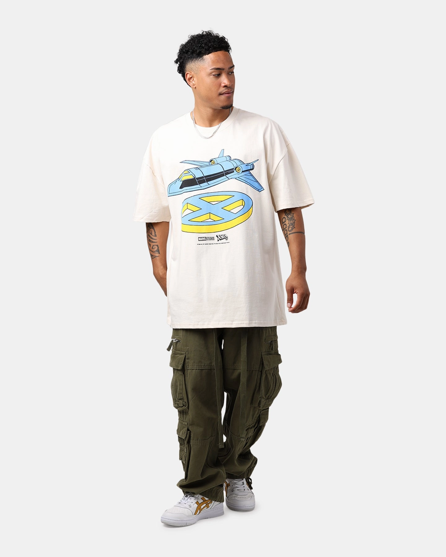 Marvel X-Men The Blackbird Heavyweight T-Shirt Off White Textured Weave Pattern