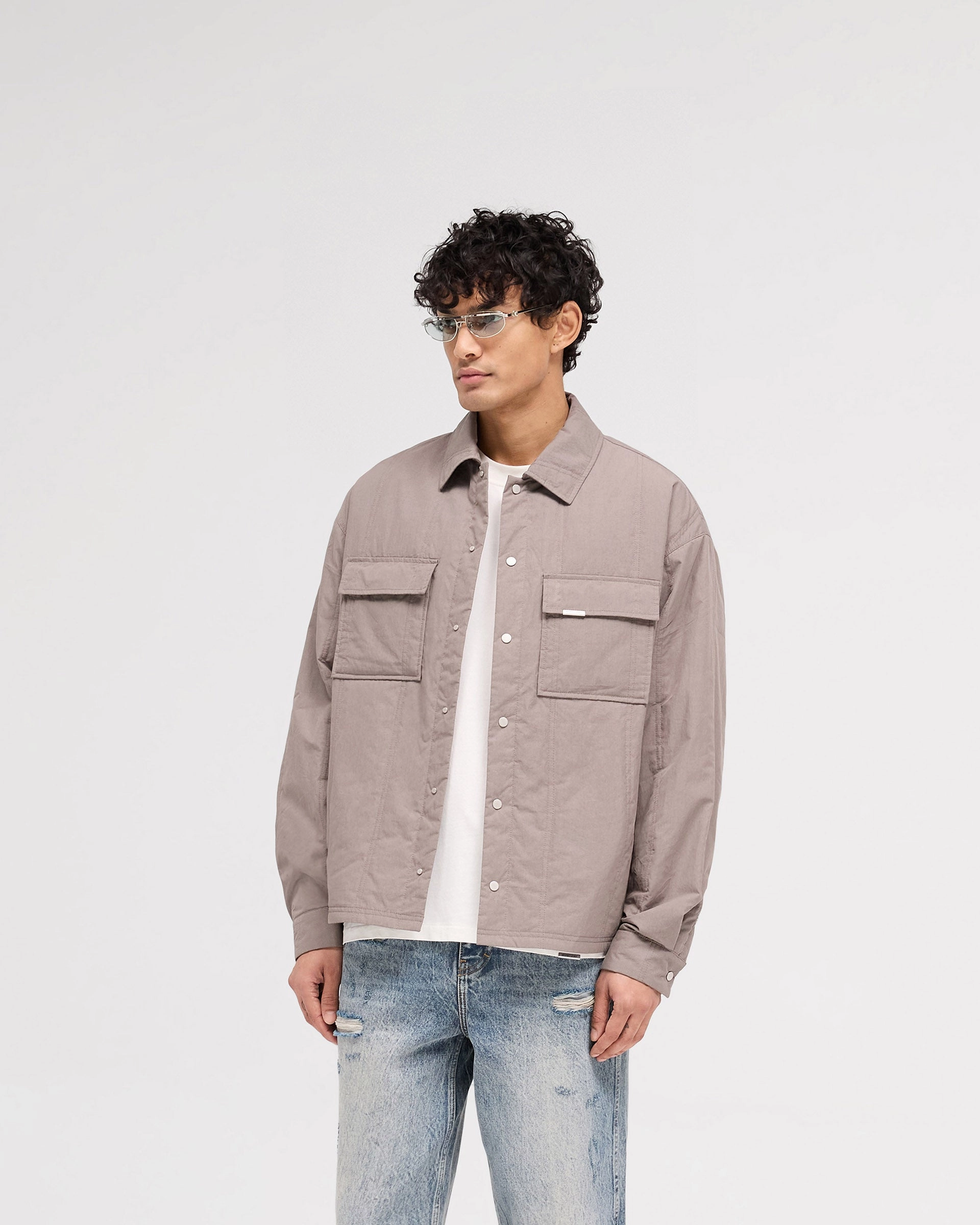 Quilted Overshirt - Mid Grey Durable Texture