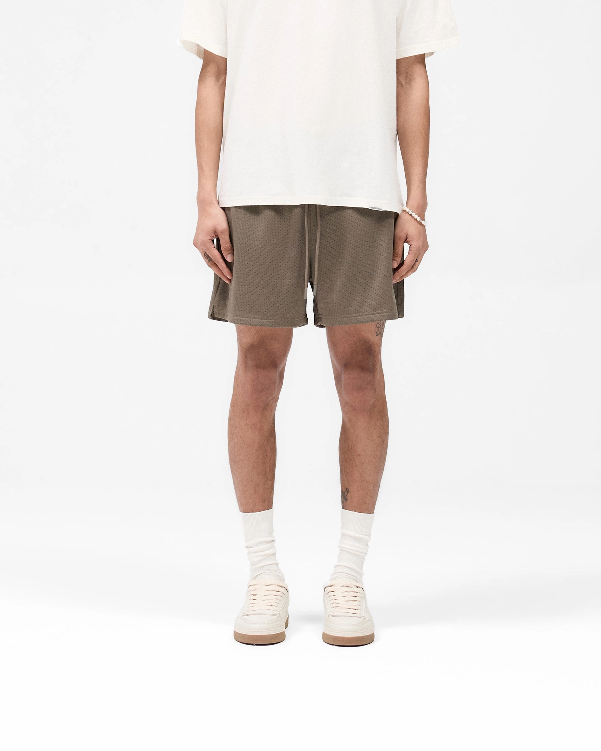 Modern Cut Mesh Short - Stone