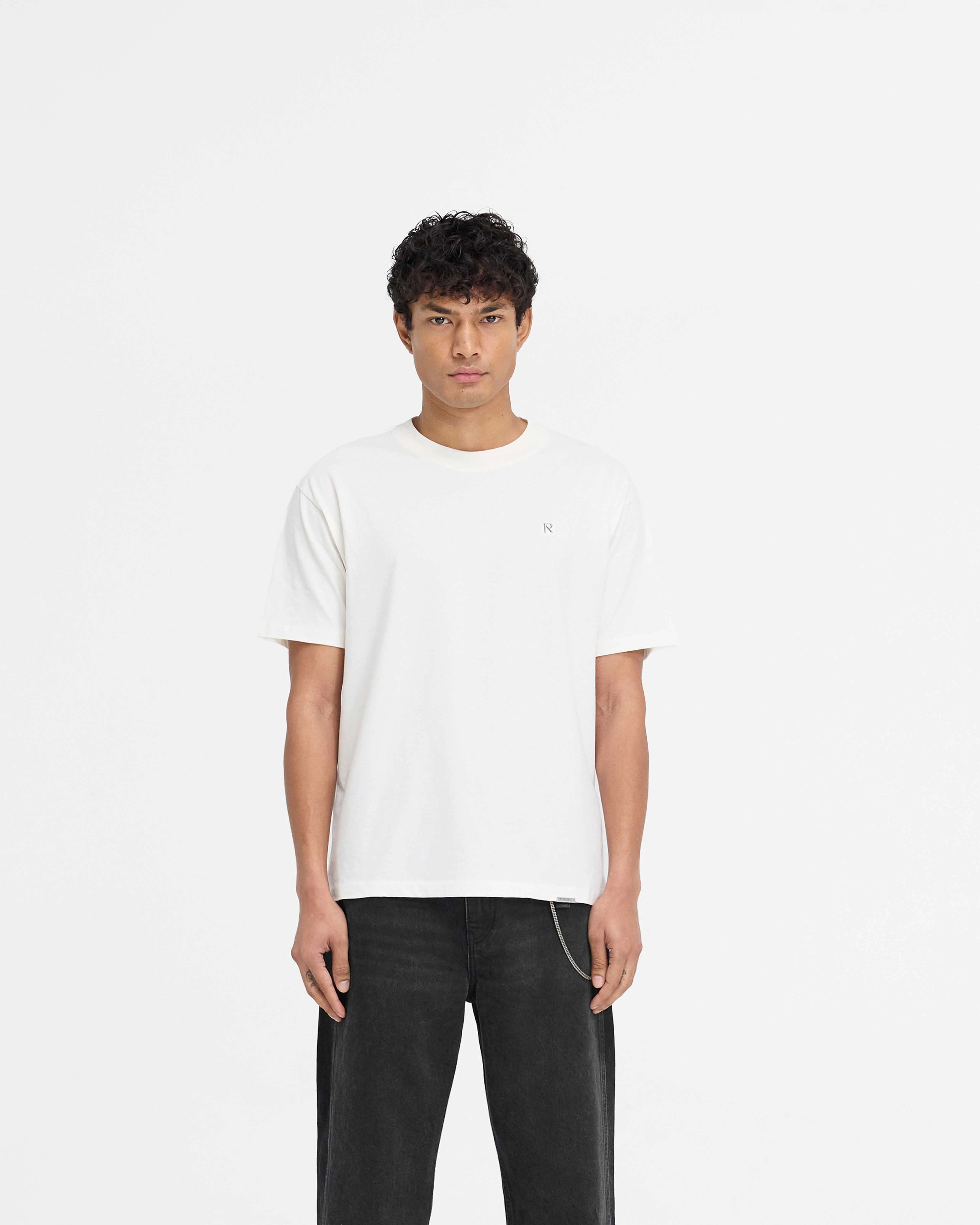 Metal Initial R T-Shirt - Flat White PreShrunkCotton