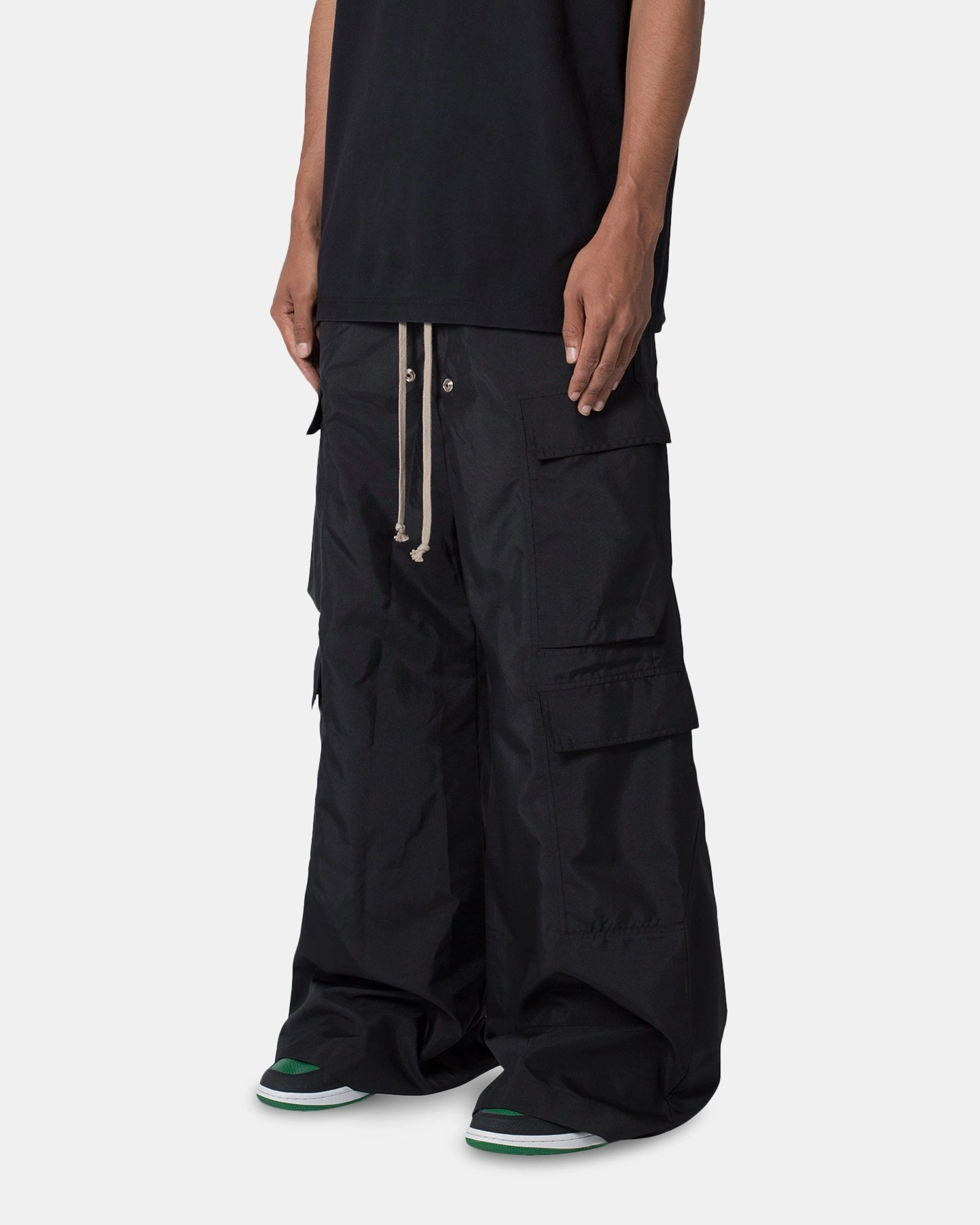 High Durability Stitching AntiStaticLining MNML Rave Double Cargo Pants Black