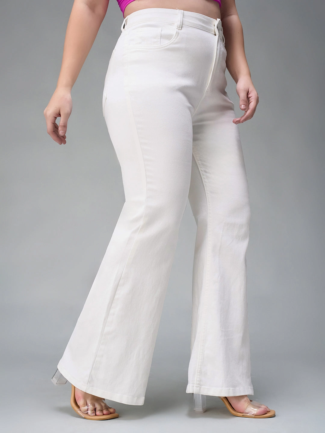 24/7 Comfort White Bootcut High-Rise Stretchable Denim Jeans Neutral Autumn Days Trend Design