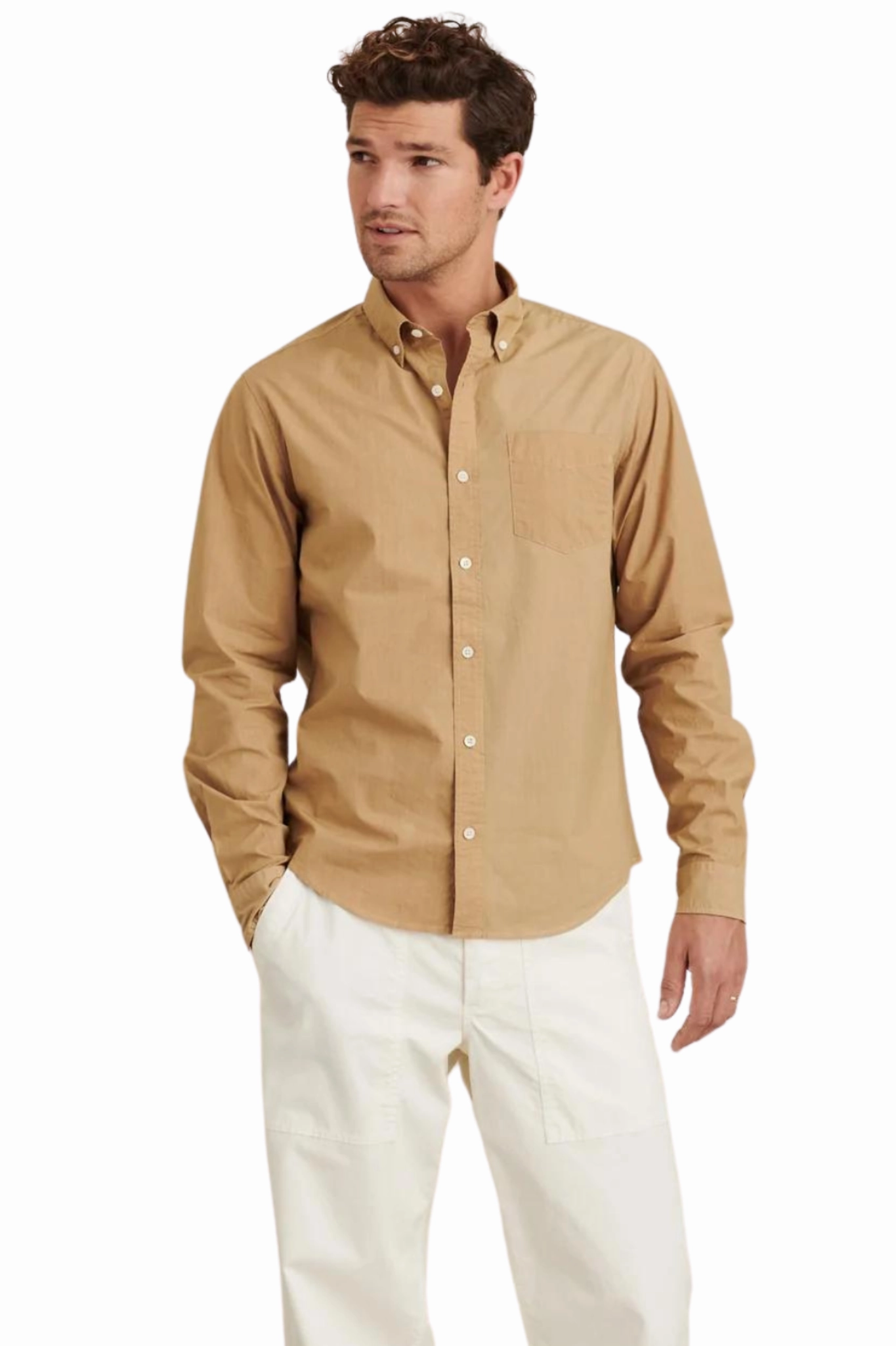Reinforced Side Vents Mill Shirt in Medium Khaki