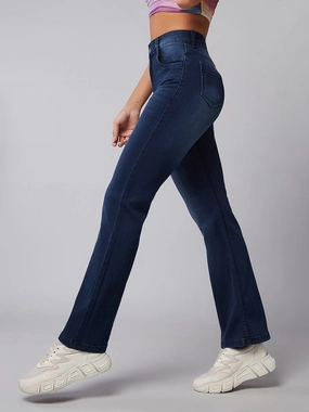 Weekend Getaway Trend Setter Reliable Outfit CHASEstretch? Navy blue Wide leg Mid rise Clean look Regular Stretchable Denim Jeans