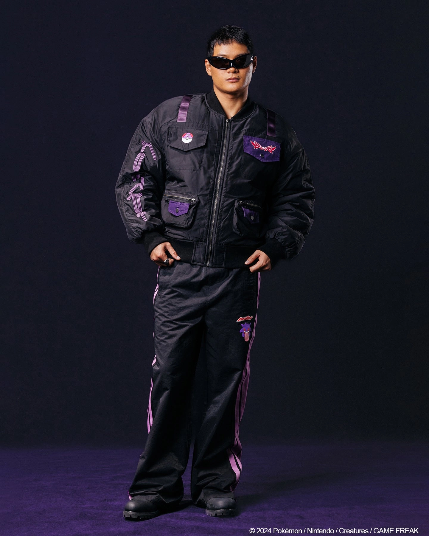 Water Resistant Slim Wear Design Pok??mon By Loiter Gengar Trainer Trackpant Black/Purple