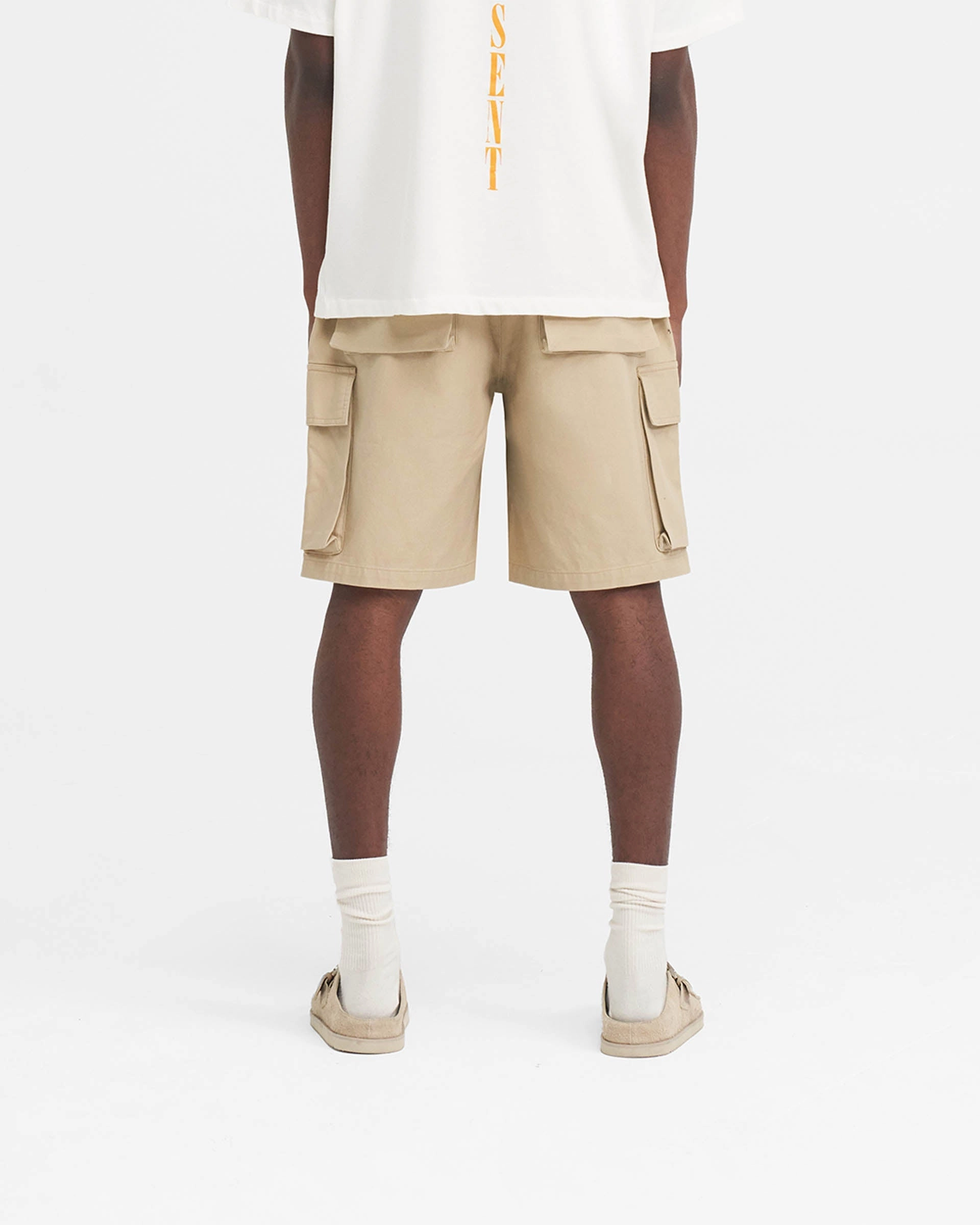 Formal Wear Baggy Cotton Cargo Short - Sandstone