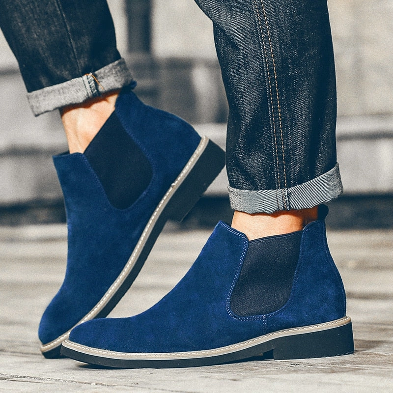 Minimalist West Louis? Designer Pointed Toe Suede Chelsea Boots