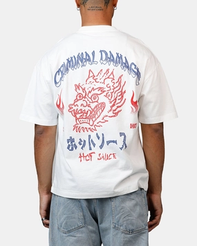 Criminal Damage Hot Sauce T-Shirt Off White Snag Proof Weave