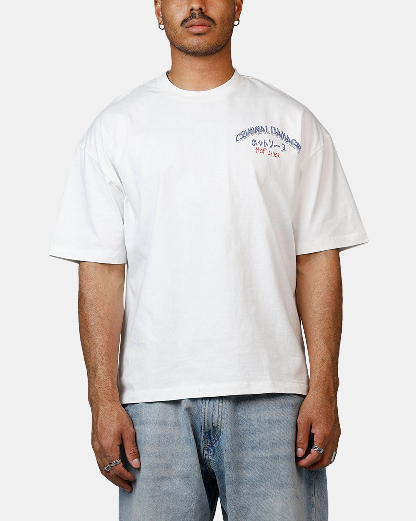 Criminal Damage Hot Sauce T-Shirt Off White PocketDetails BreathableMeshPanel