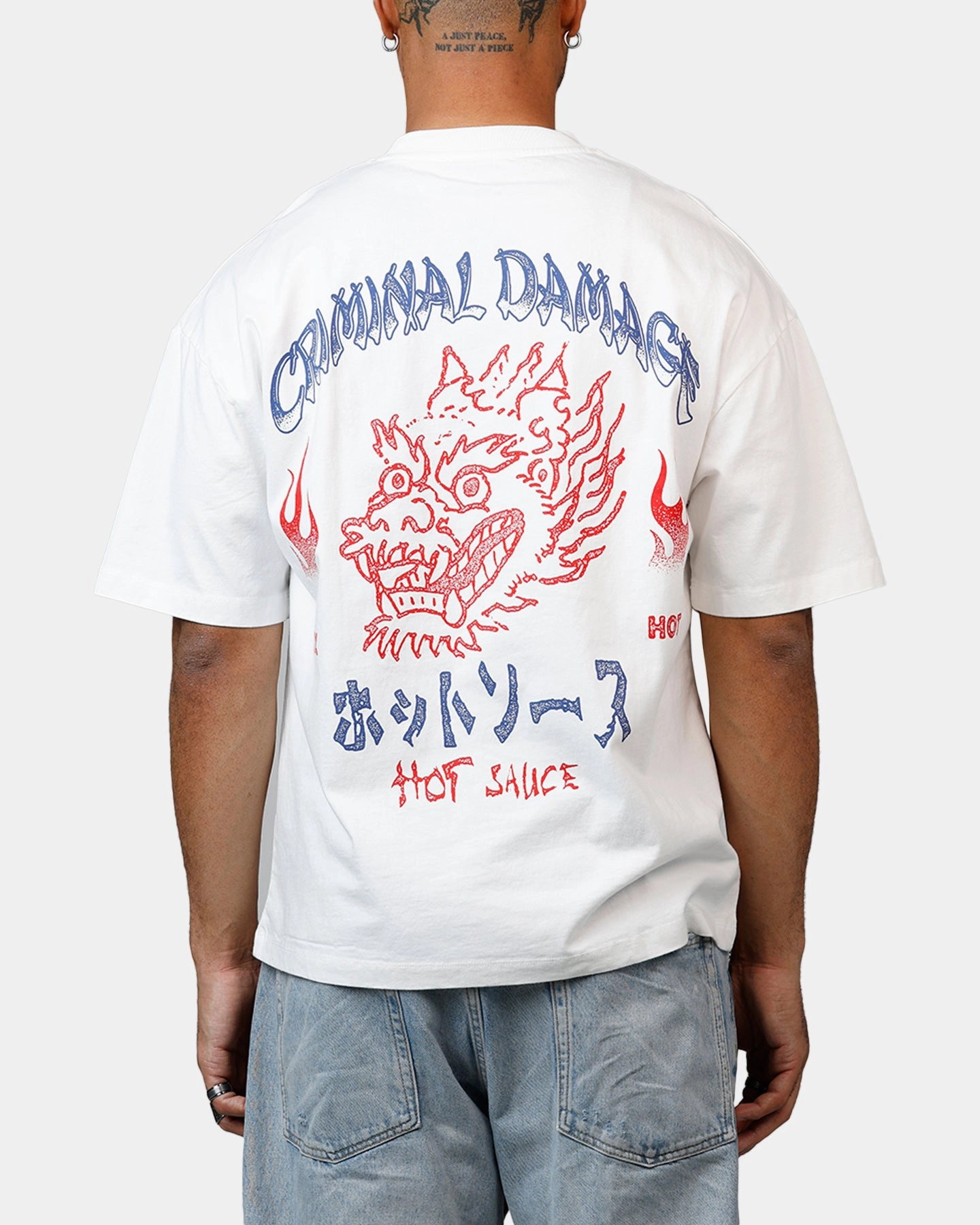 Criminal Damage Hot Sauce T-Shirt Off White Snag Proof Weave