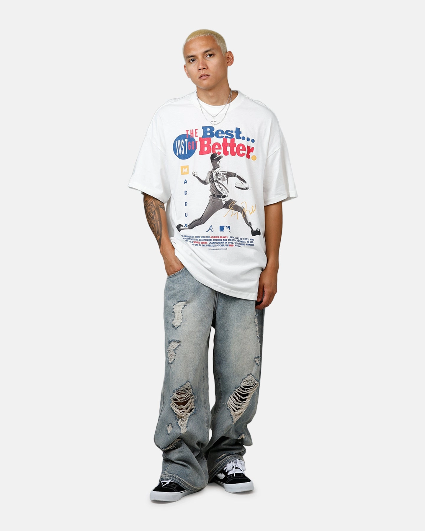 Compact Thermal Insulation Mitchell & Ness Atlanta Braves Gregory "Mad Dog" Maddux Got Better T-Shirt Vintage White