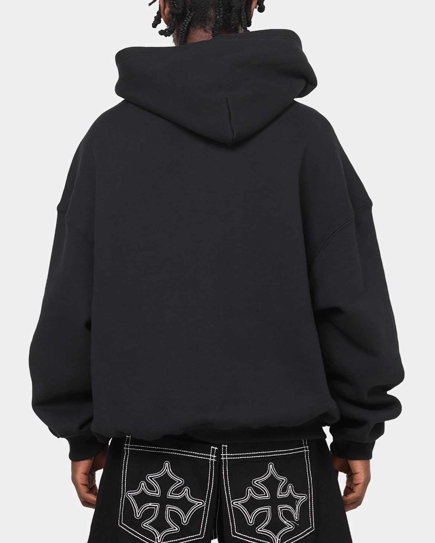 EcoFriendly Material RibbedNeckline Mitchell & Ness Atlanta Braves Rhinestone Hoodie Faded Black