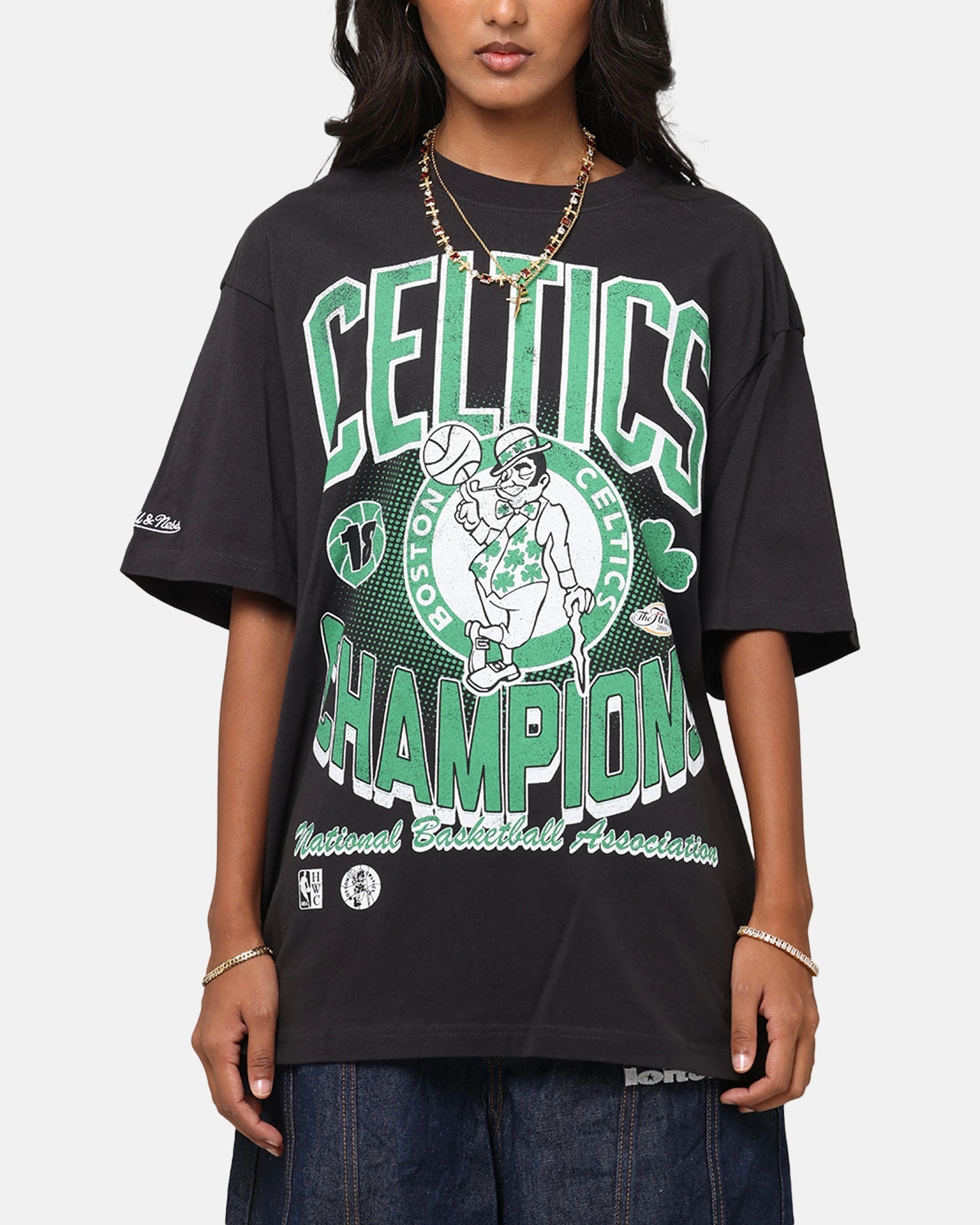 AllSeason Wearability Mitchell & Ness Boston Celtics Champions 'Luck of the Irish' T-Shirt Faded Black