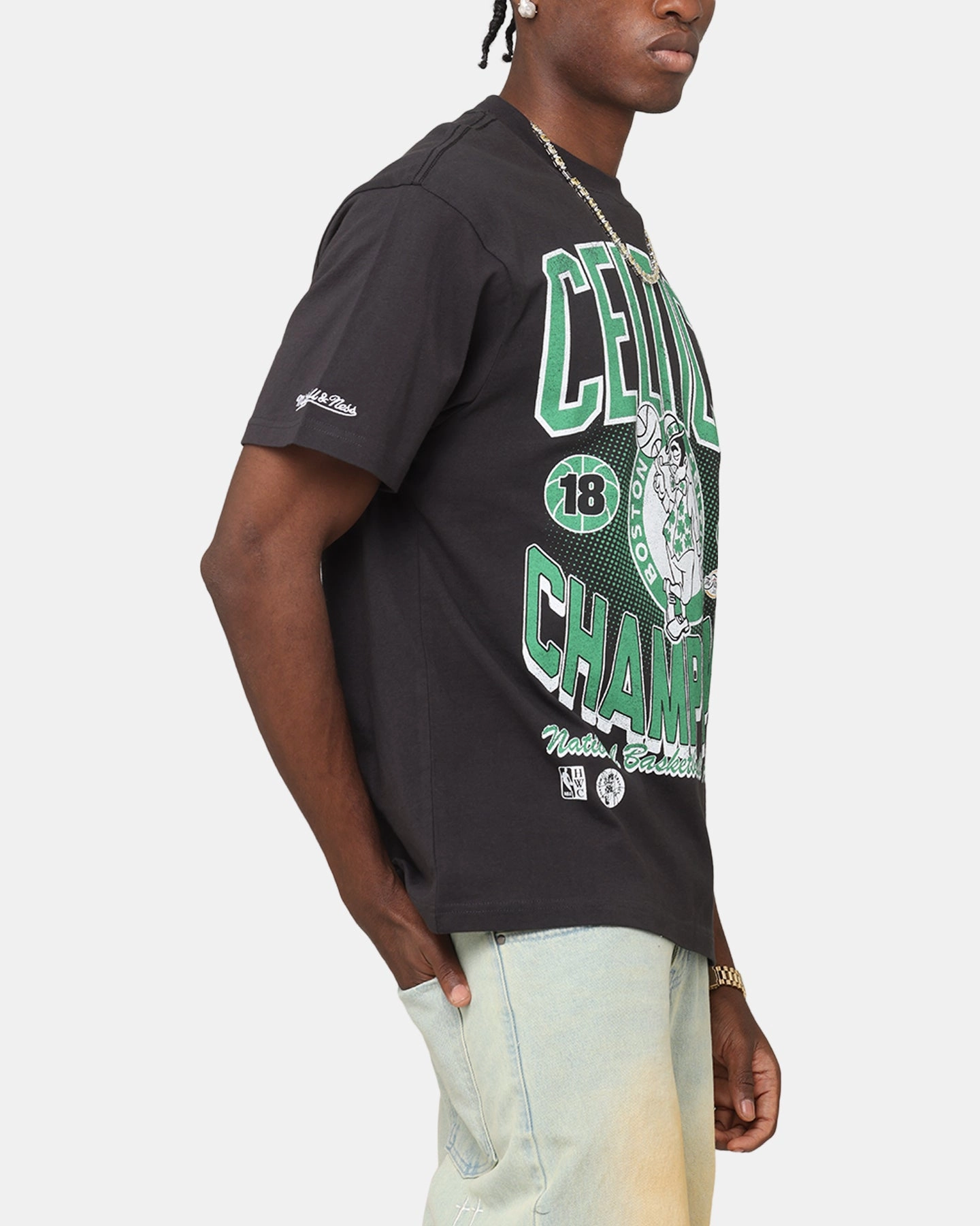 Mitchell & Ness Boston Celtics Champions 'Luck of the Irish' T-Shirt Faded Black UltraSoft Lining ErgonomicShape