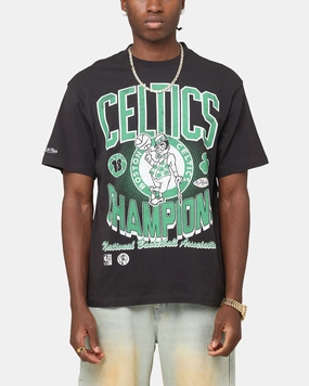 Mitchell & Ness Boston Celtics Champions 'Luck of the Irish' T-Shirt Faded Black Minimalist Cuff V-neck Blouse