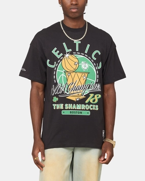 FadeResistant Finish QuickDry Textile Mitchell & Ness Boston Celtics Champions Report "Champ Pack" T-Shirt Faded Black
