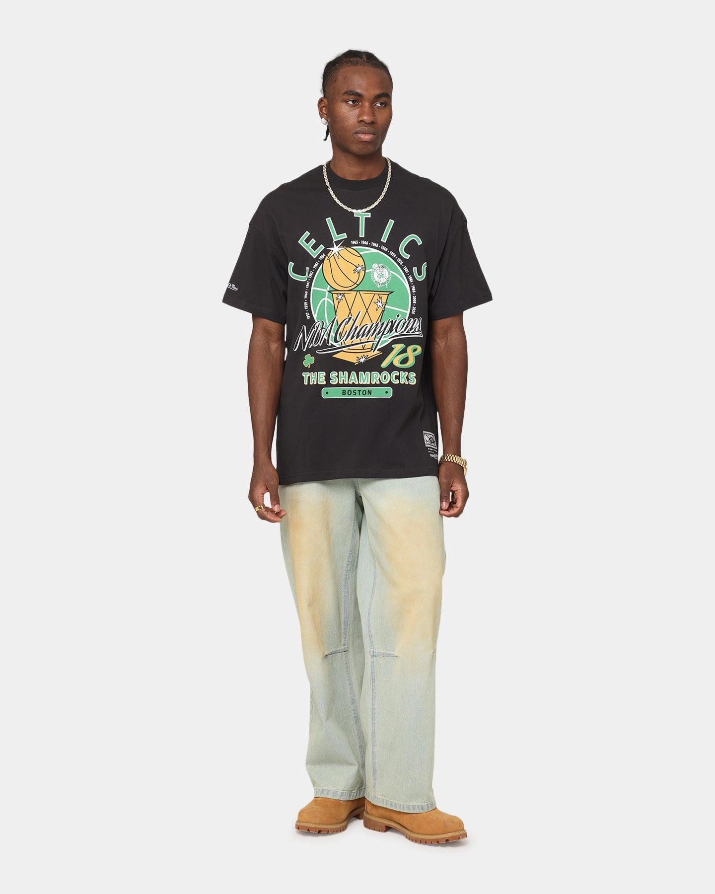 GarmentWashed Softness Formal Wear Mitchell & Ness Boston Celtics Champions Report "Champ Pack" T-Shirt Faded Black