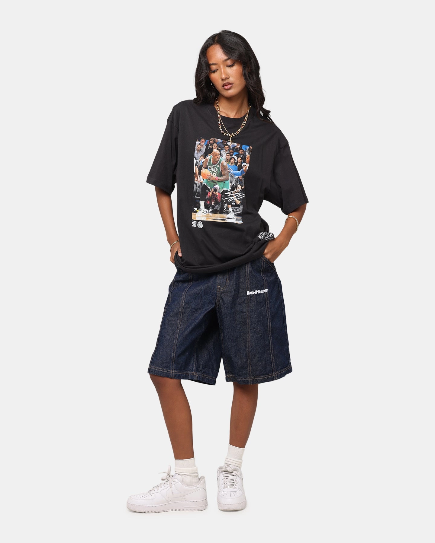 Mitchell & Ness Boston Celtics Shaquille O'Neal Dunk 'Luck of the Irish' T-Shirt Faded Black SublimatedPrint ReflectiveAccents