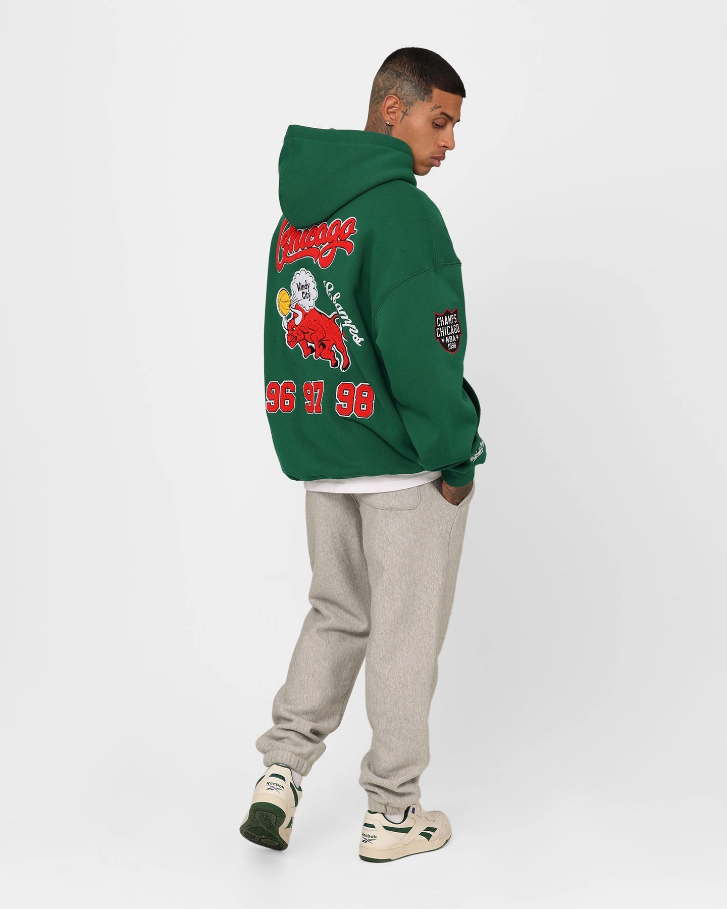 Mitchell & Ness Chicago Bulls Letterman Hoodie Malachite Green SoftBrushed