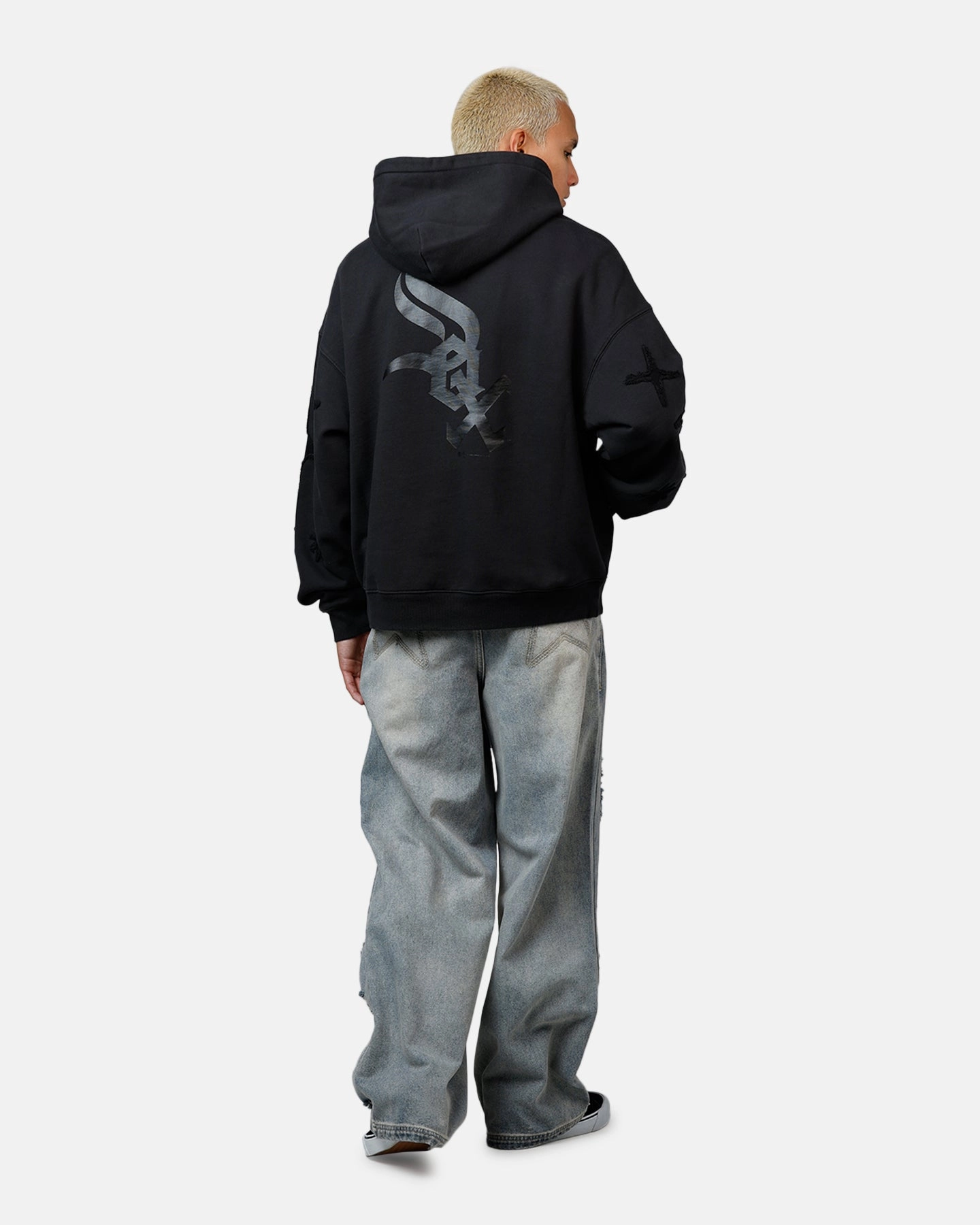 LowImpact Manufacturing Wear Resistant Edge Mitchell & Ness Chicago White Sox 'Starburst' Hoodie Faded Black