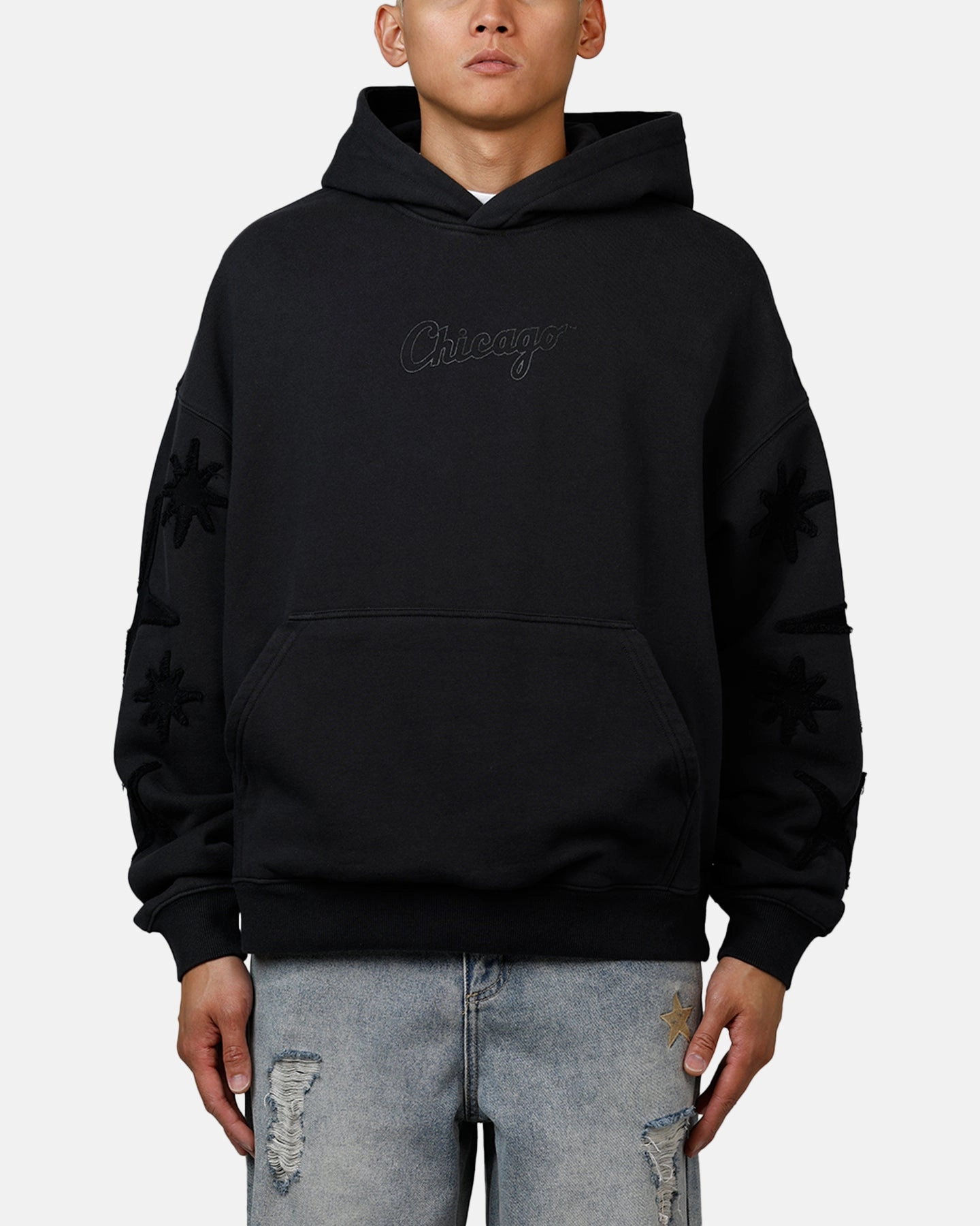 Layered Ventilation Zones Quick Access Slit Mitchell & Ness Chicago White Sox 'Starburst' Hoodie Faded Black