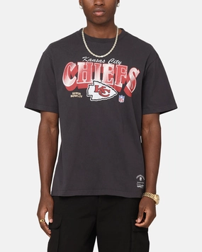 Mitchell & Ness Kansas City Chiefs Arch T-Shirt Faded Black NonIrritatingTags Ventilated Back Panels