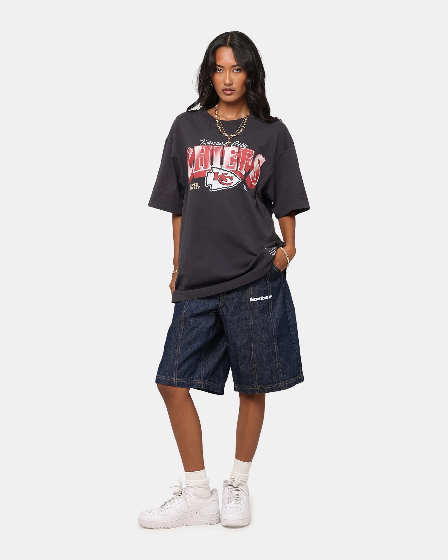 NonChafeCollarTech Mitchell & Ness Kansas City Chiefs Arch T-Shirt Faded Black