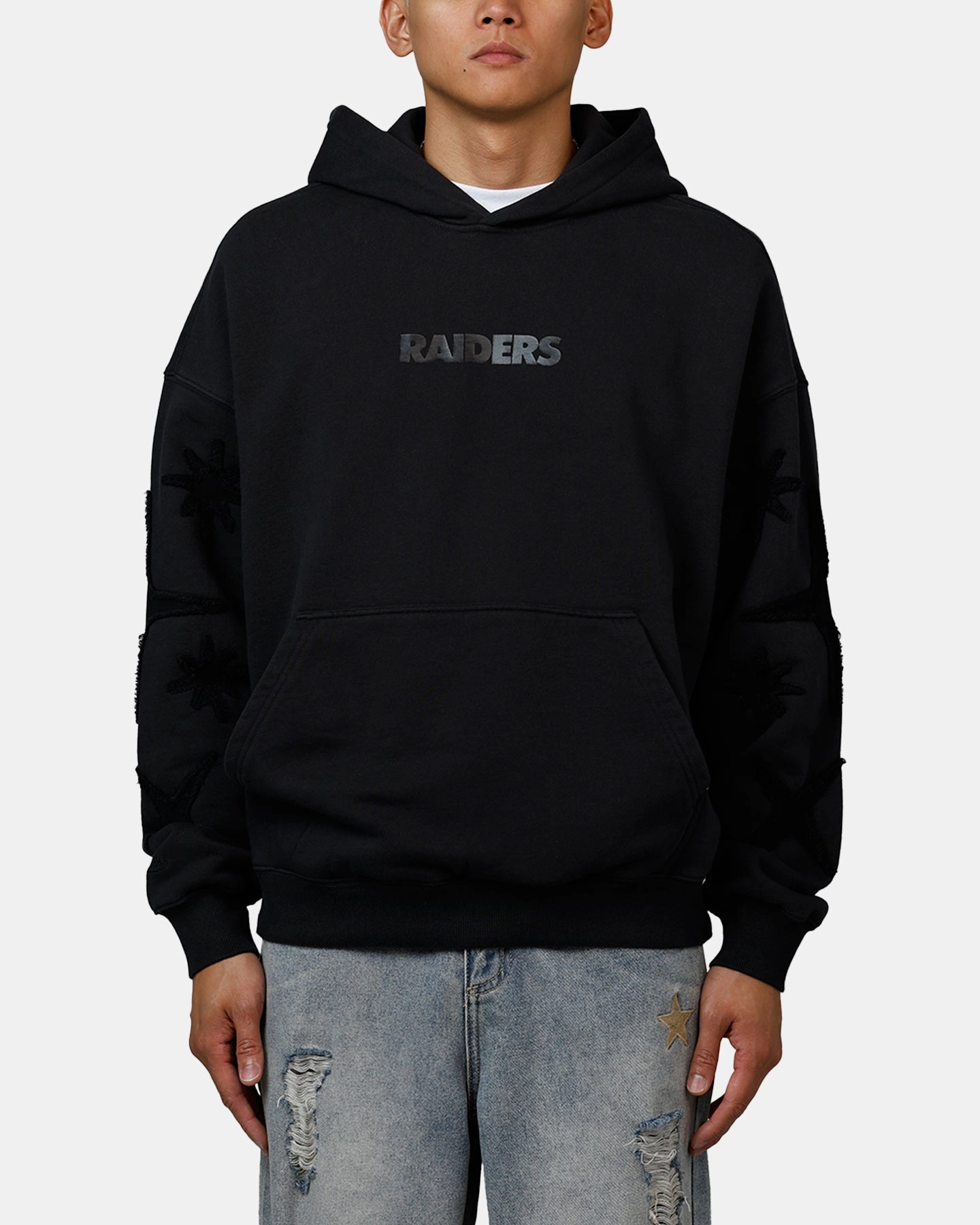 Mitchell & Ness Las Vegas Raiders 'Starburst' Hoodie Faded Black StretchFit Design