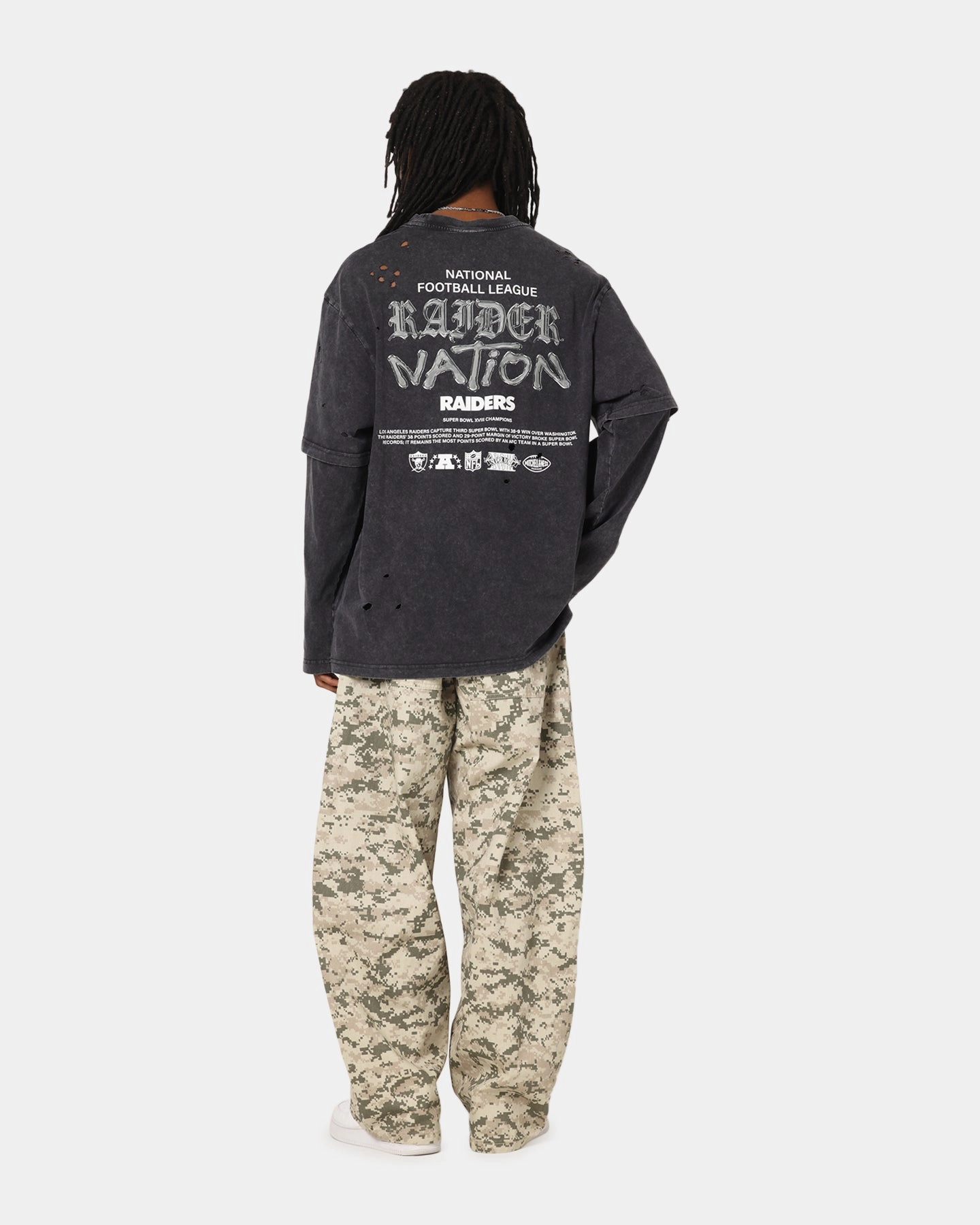 UltraSoftLining Mitchell & Ness Las Vegas Raiders Chromed Mock Long Sleeve T-Shirt Faded Black