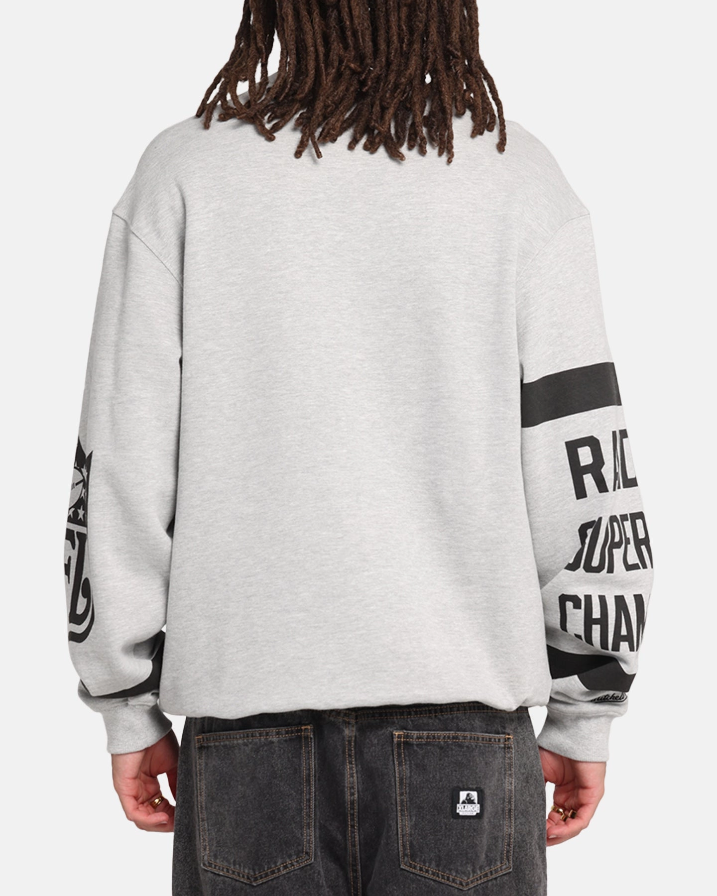 Mitchell & Ness Las Vegas Raiders Letterform Crewneck Grey Marle/Official Team Color SeamlessDesign