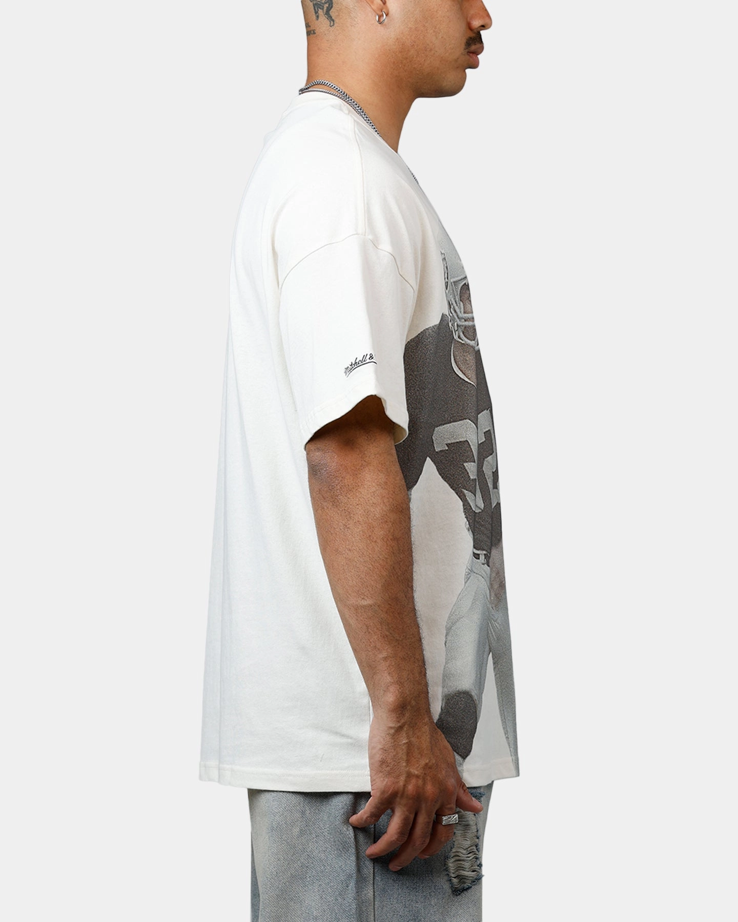 Snag Resistant Fabric Mitchell & Ness Las Vegas Raiders Marcus Allen T-Shirt Unbleached