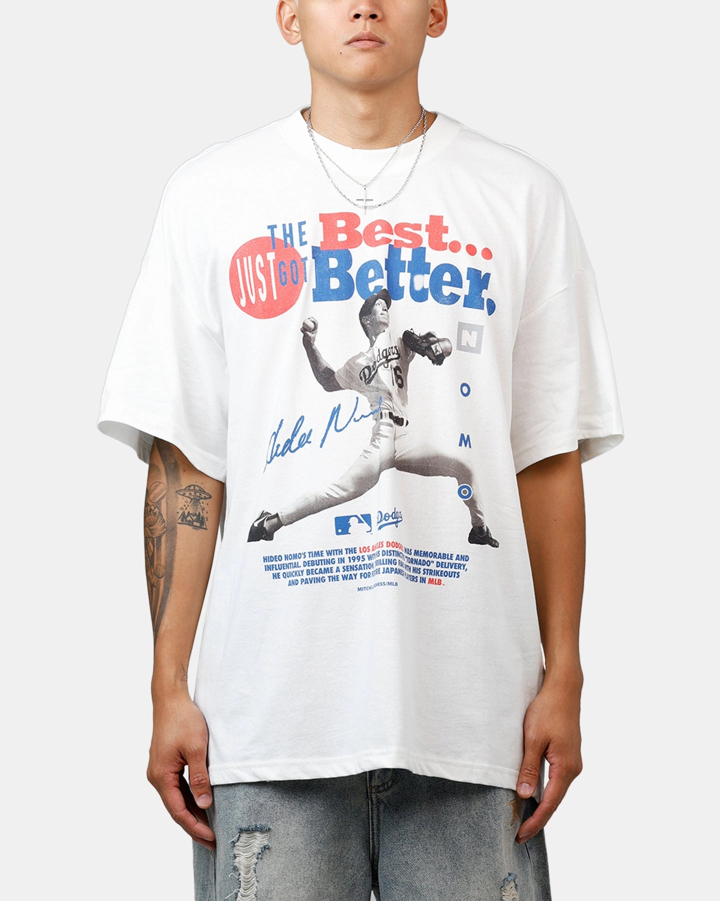 Mitchell & Ness Los Angeles Dodgers Hideo Nomo Got Better T-Shirt Vintage White MoistureWickingTechnology