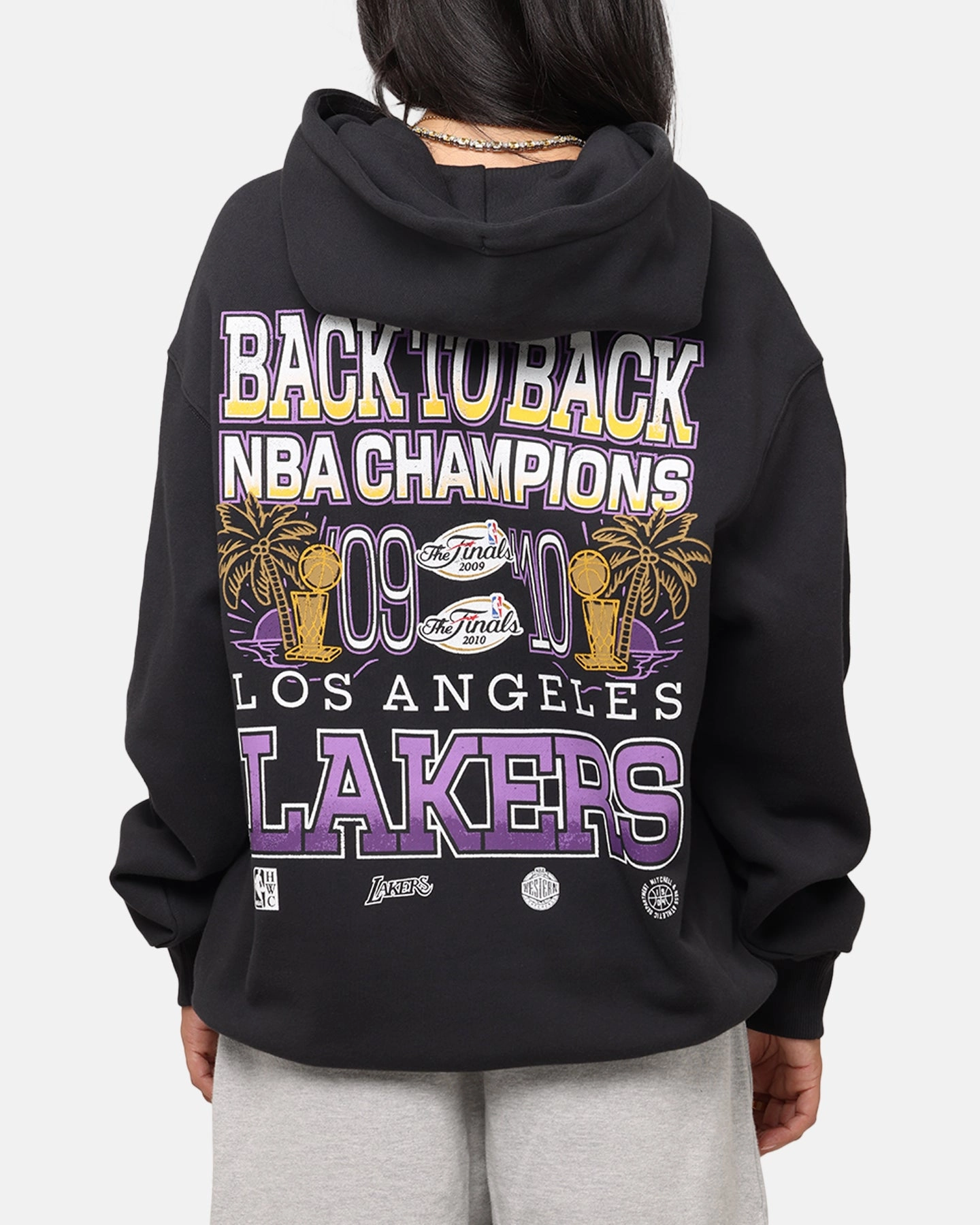 MultiPanelConstruction Mitchell & Ness Los Angeles Lakers Back To Back Hoodie Faded Black