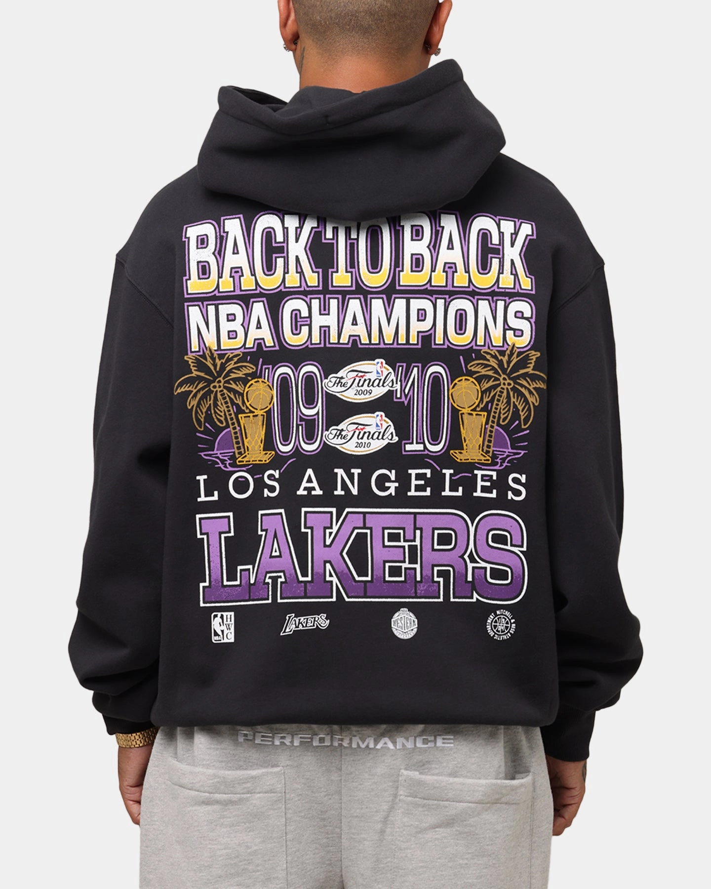 Mitchell & Ness Los Angeles Lakers Back To Back Hoodie Faded Black Luxurious Feel