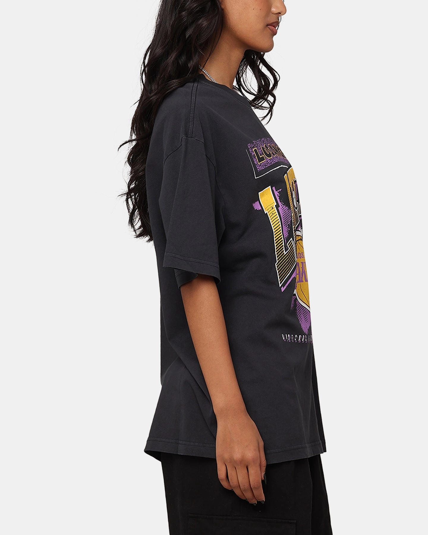 SweatWicking Fabric Casual Button-Down Mitchell & Ness Los Angeles Lakers Brush Off 2.0 T-Shirt Faded Black