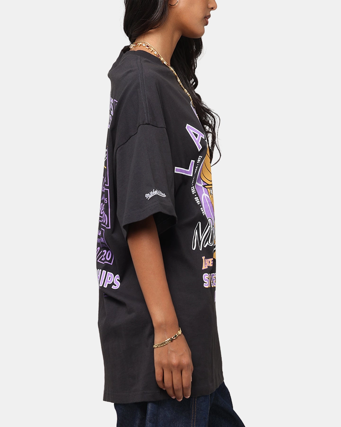 Mitchell & Ness Los Angeles Lakers Champions Report "Champ Pack" T-Shirt Faded Black Stretchable Waistband